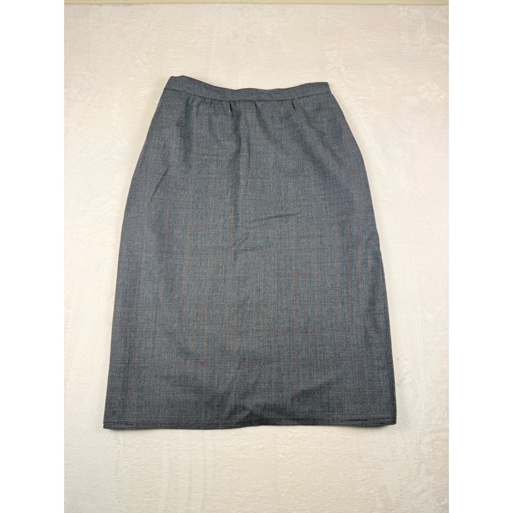 Vintage Harvé Benard Pure Wool Plaid Midi Skirt Size‎ 12 Office
